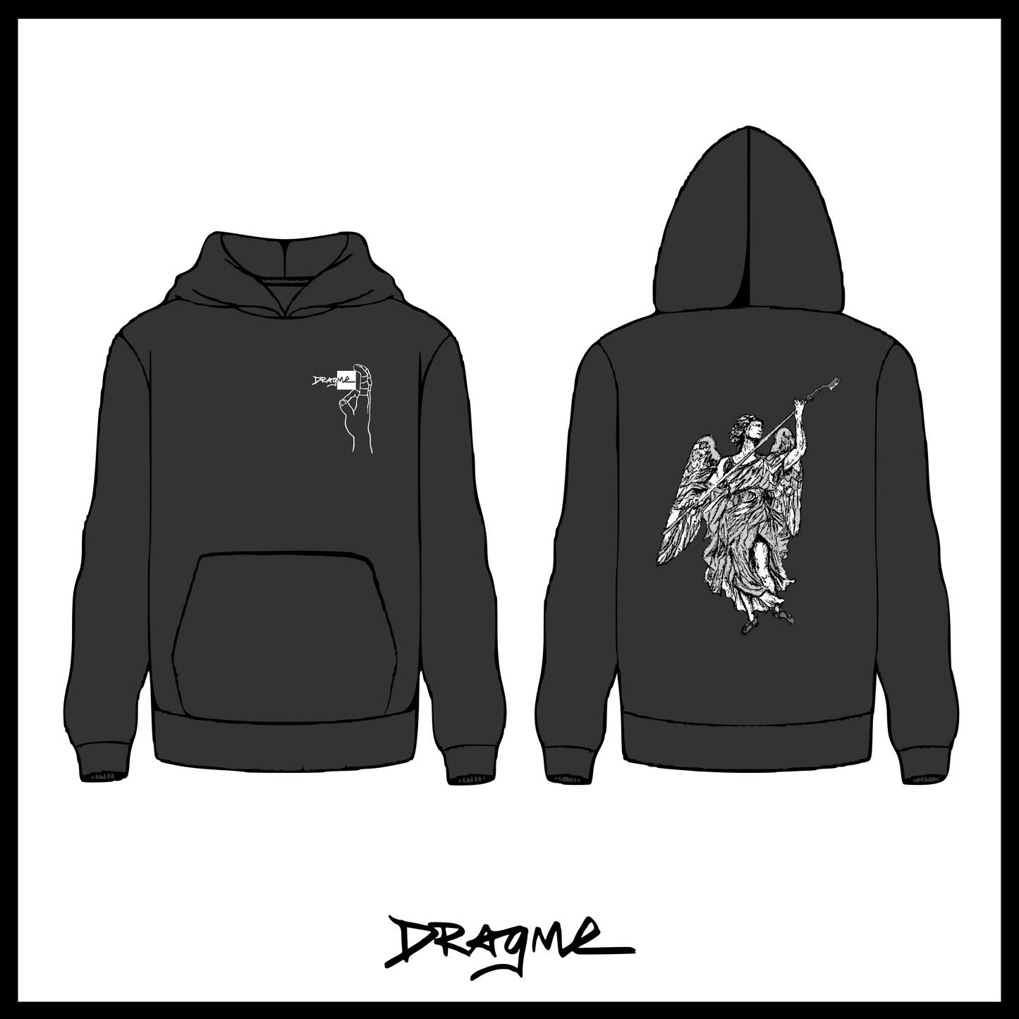 Brush Angel 02 Hoodie - Black