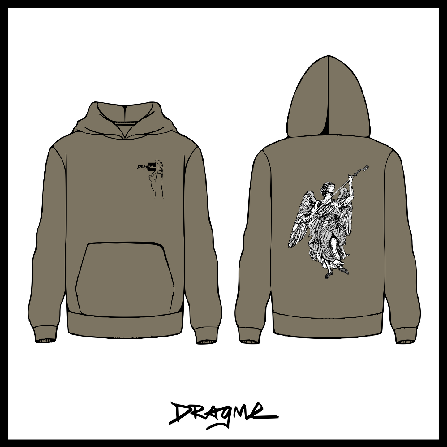 Brush Angel 02 Hoodie - Olive