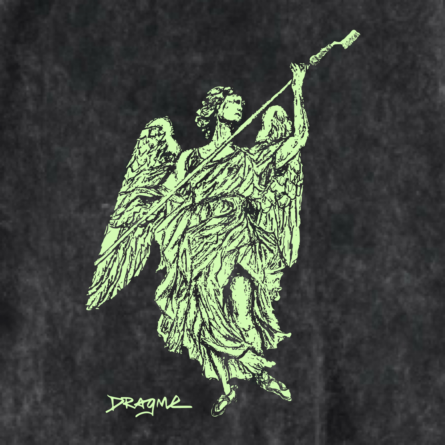 Brush Angel 03 T-Shirt (Glow) - Charcoal Mineral Wash